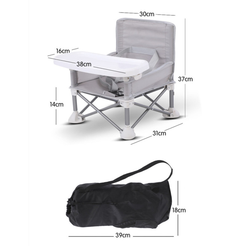 Детский складной стул для кормления Baby seat Pro, тканевый стул с алюминиевыми ножками фото - 4
