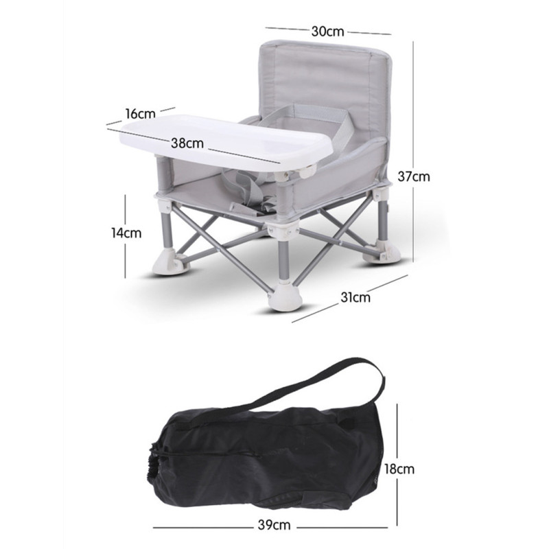Дитячий складаний стілець для годування Baby seat Pro, тканинний стілець з алюмінієвими ніжками фото - 4