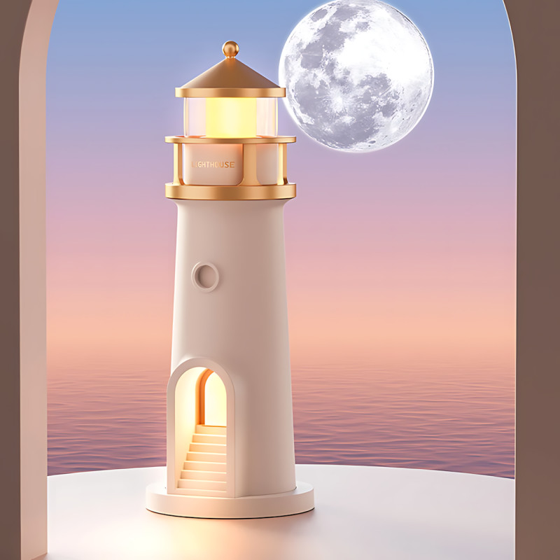Музыкальный ночник-проектор «Маяк Lunara Lighthouse» MG-AD8 с проекцией луны, Bluetooth-колонкой, пультом ДУ фото - 6