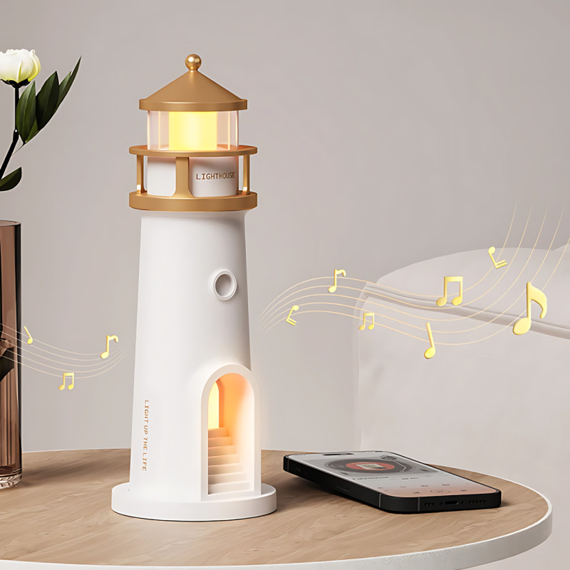 Музыкальный ночник-проектор «Маяк Lunara Lighthouse» MG-AD8 с проекцией луны, Bluetooth-колонкой, пультом ДУ фото - 4