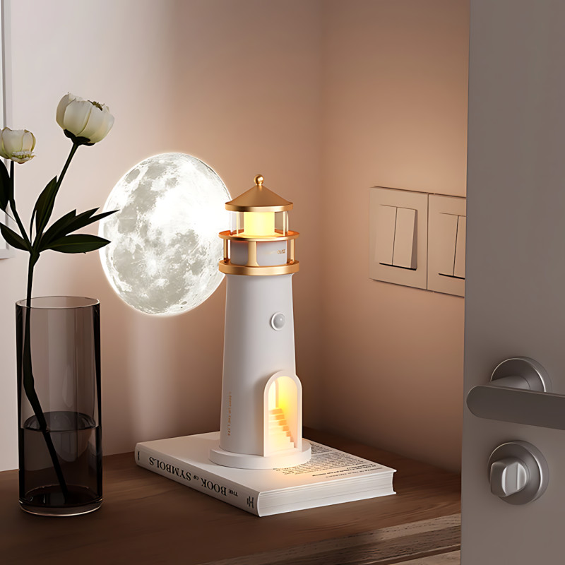 Музыкальный ночник-проектор «Маяк Lunara Lighthouse» MG-AD8 с проекцией луны, Bluetooth-колонкой, пультом ДУ фото - 7