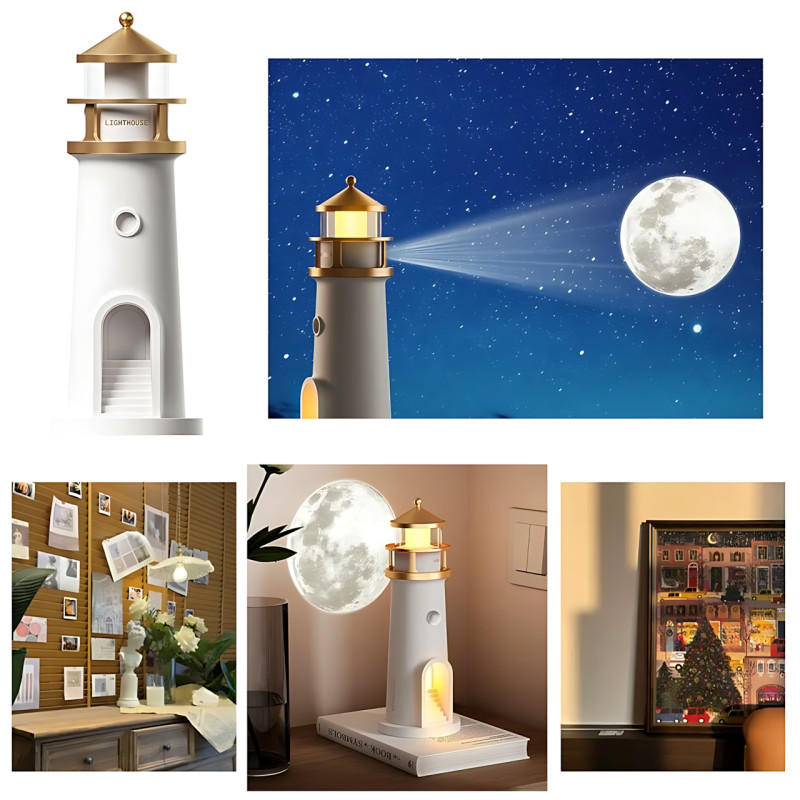 Музыкальный ночник-проектор «Маяк Lunara Lighthouse» MG-AD8 с проекцией луны, Bluetooth-колонкой, пультом ДУ фото - 8