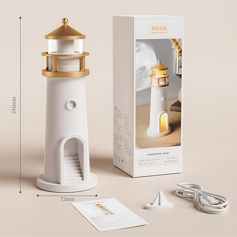 Музыкальный ночник-проектор «Маяк Lunara Lighthouse» MG-AD8 с проекцией луны, Bluetooth-колонкой, пультом ДУ фото - 9