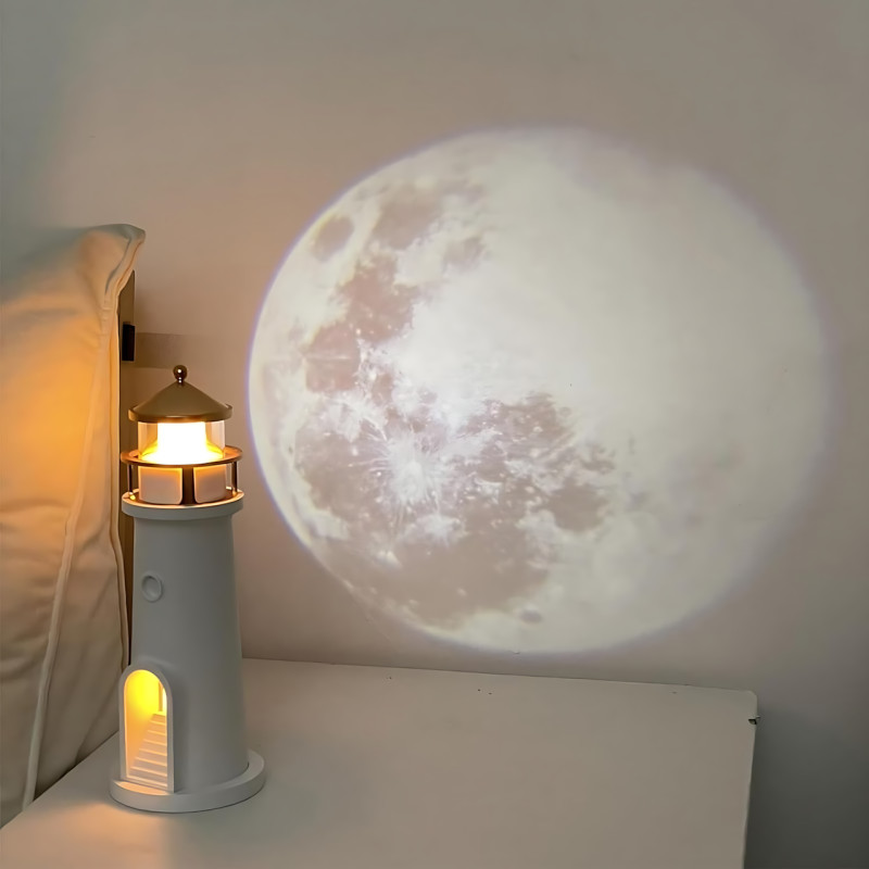 Музыкальный ночник-проектор «Маяк Lunara Lighthouse» MG-AD8 с проекцией луны, Bluetooth-колонкой, пультом ДУ фото - 10