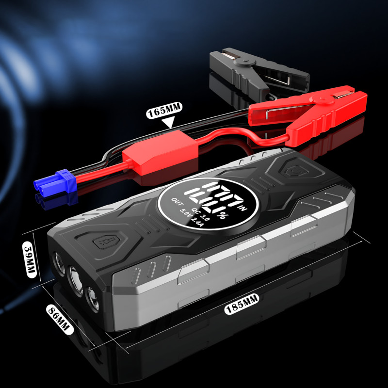 Пускозарядний пристрій JUMPSTARTER QY19 — 11 900 мА·год, з ліхтарем і цифровим дисплеєм фото - 8