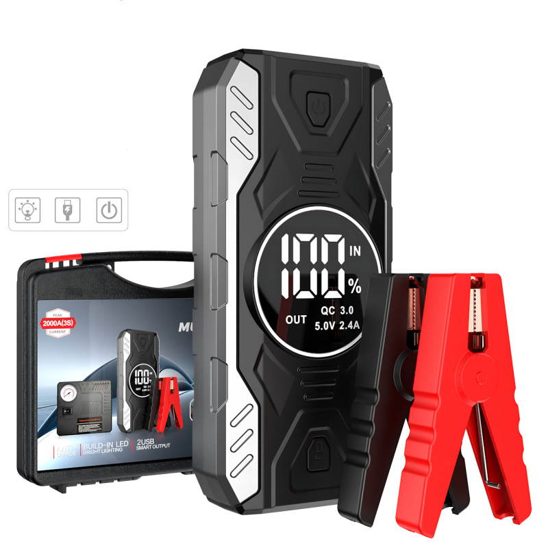 Пускозарядний пристрій JUMPSTARTER QY19 — 11 900 мА·год, з ліхтарем і цифровим дисплеєм фото - 5