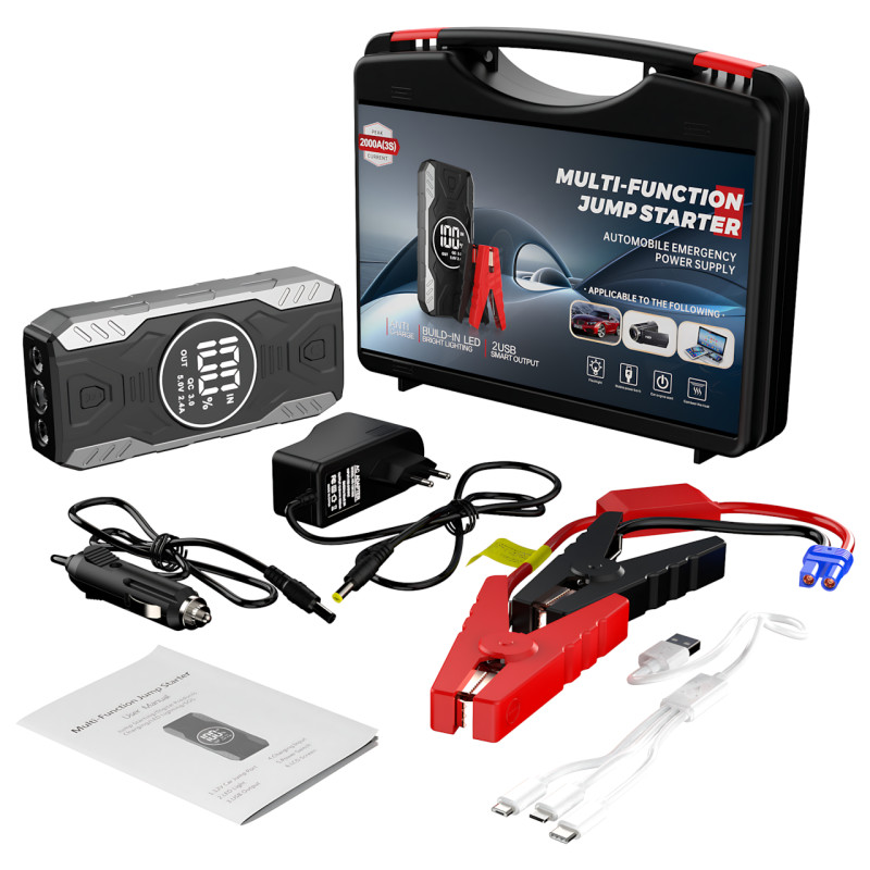 Пускозарядний пристрій JUMPSTARTER QY19 — 11 900 мА·год, з ліхтарем і цифровим дисплеєм фото - 10