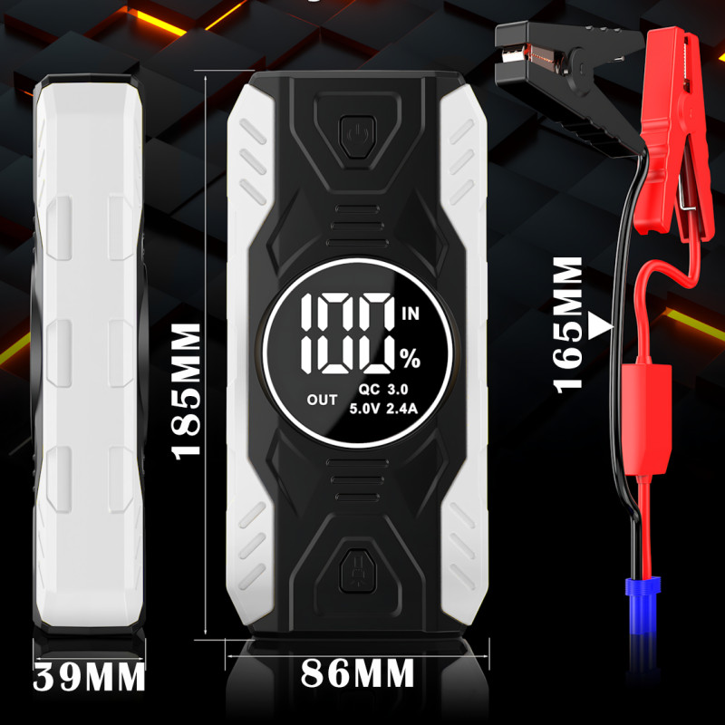 Пускозарядний пристрій JUMPSTARTER QY19 — 11 900 мА·год, з ліхтарем і цифровим дисплеєм фото - 9