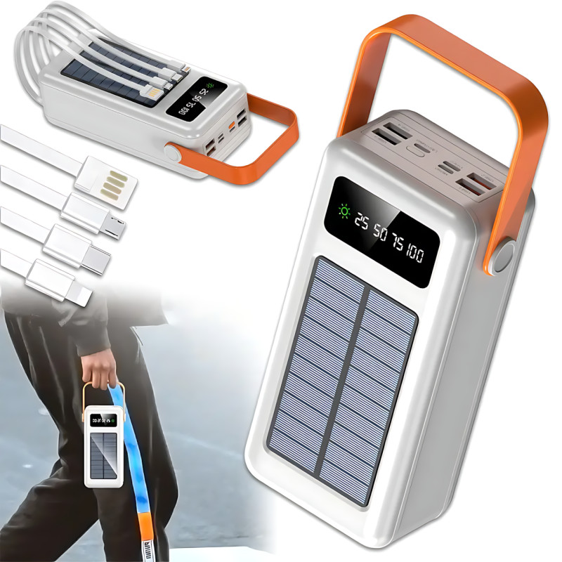 Повербанк AND YM-635CX на солнечной батарее 50000 mAh с USB и встроенными кабелями фото - 10