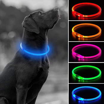 Ошейник для собак O004, светящийся, LED, с USB зарядкой, от 35 до 70 см, силиконовый, 3 режима