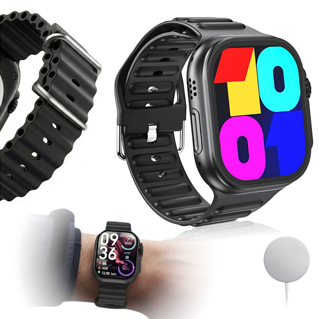 Смарт-часы XO M10 Ultra 9th 2.01&Prime; IPS, Bluetooth-звонки, беспроводная зарядка, BT 5.0, влагозащита, 210 мАч, Android/iOS, черные