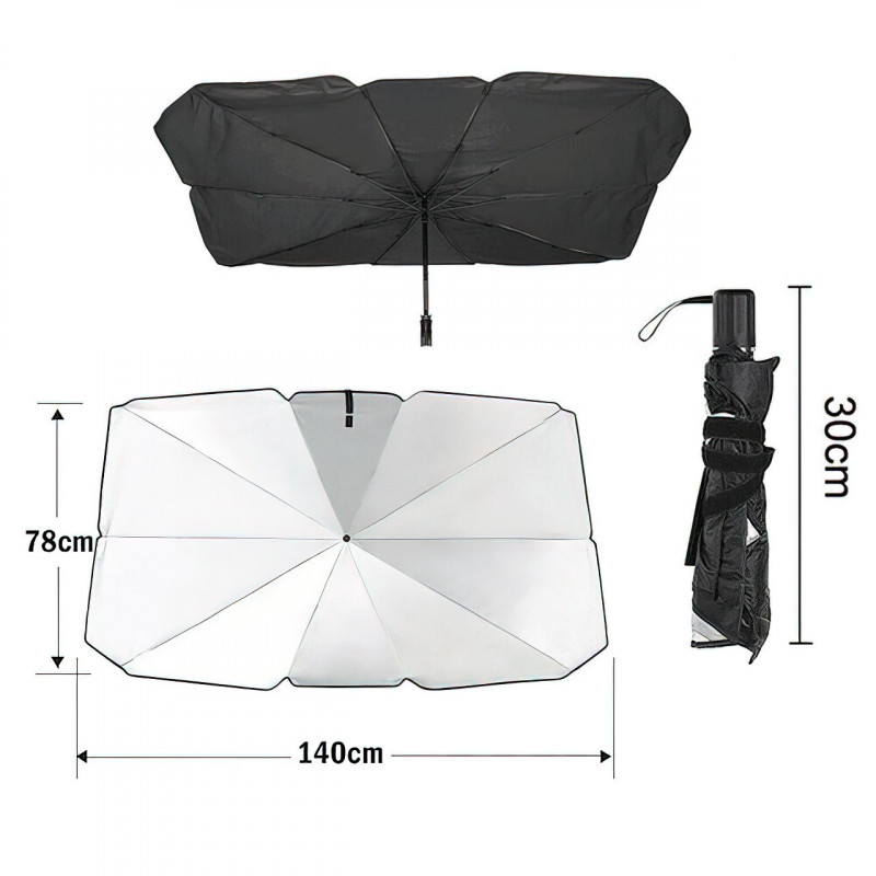 Автомобильный зонт на лобовое стекло Car Umbrellas, чёрный фото - 8