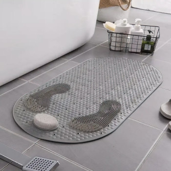 Нескользящий коврик для ванной Bathroom Mat с пемзой для пяток, 80х40 см, с присосками и сливными отверстиями