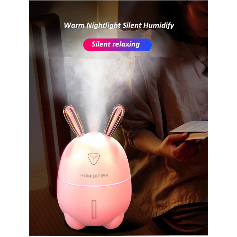 Увлажнитель воздуха с ночником Humidifiers Rabbit, Кролик, работает от USB Розовый фото - 2