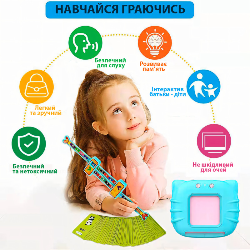 Trendzy Goods 112 разговаривающих карточек. Планшет Монтессори 224 английских слова, USB, 12 категорий фото - 6