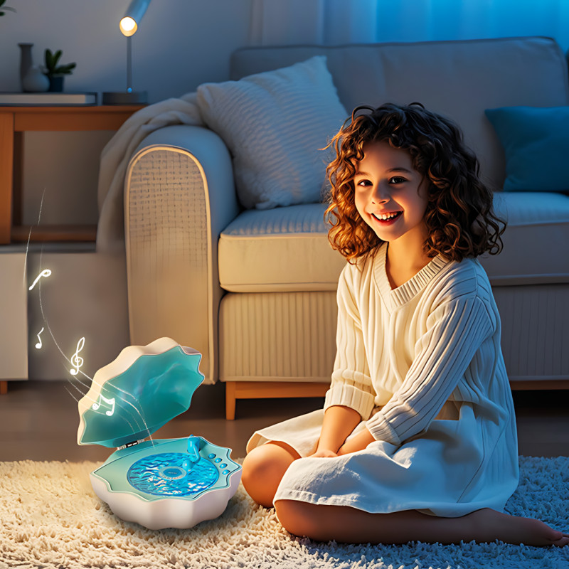 Ночник-проектор северного сияния Z6 &laquo;Ракушка&raquo; с эффектом океанских волн, Bluetooth-колонка, RGB-подсветка, 1000 мАч фото - 9