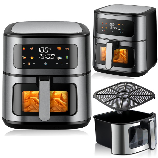 Аэро гриль ZIP LINE TOP XXXL MS-5806DW 12 л 4000 Вт, воздушный гриль, нержавеющая сталь, LED-панель, 8 программ