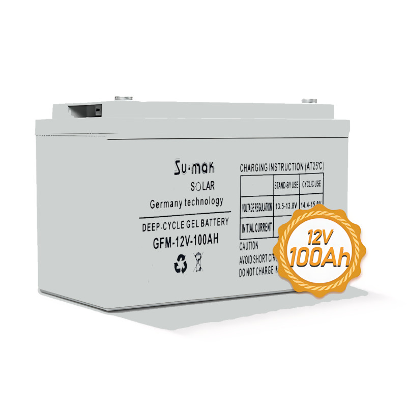 Аккумулятор гелевый SU-MAK GEL Battery 100 Ah 12 V, официальный тяговый акб, для solar панелей GFM100 фото - 2
