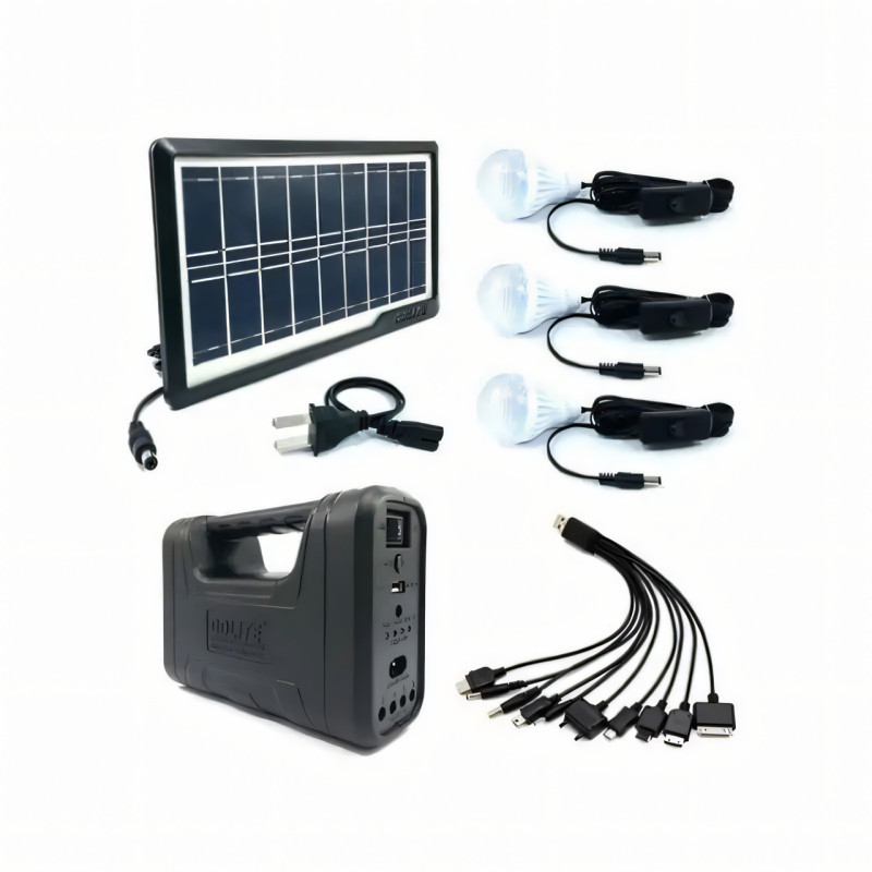 Портативна система освітлення GDPLUS-8017, DC6V3A, Ліхтар + 3 LED-лампи + сонячна панель 4000 mAh фото - 8