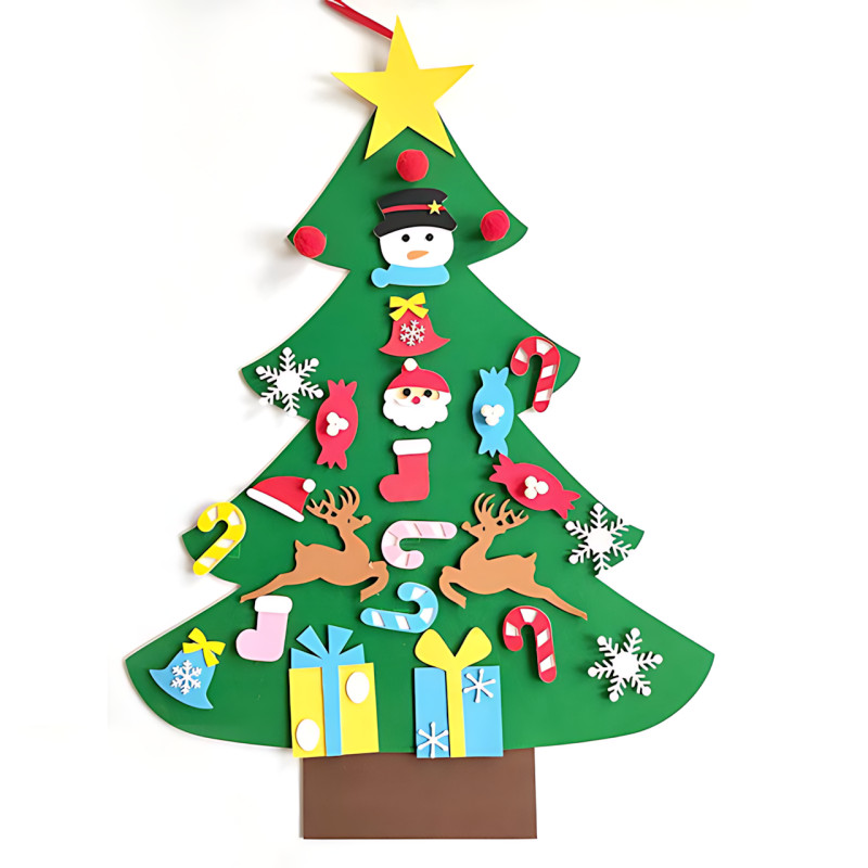 Детская елочка с игрушками Decorative Tree, декоративная настенная елка из фетра + 27 игрушек на липучке фото - 2