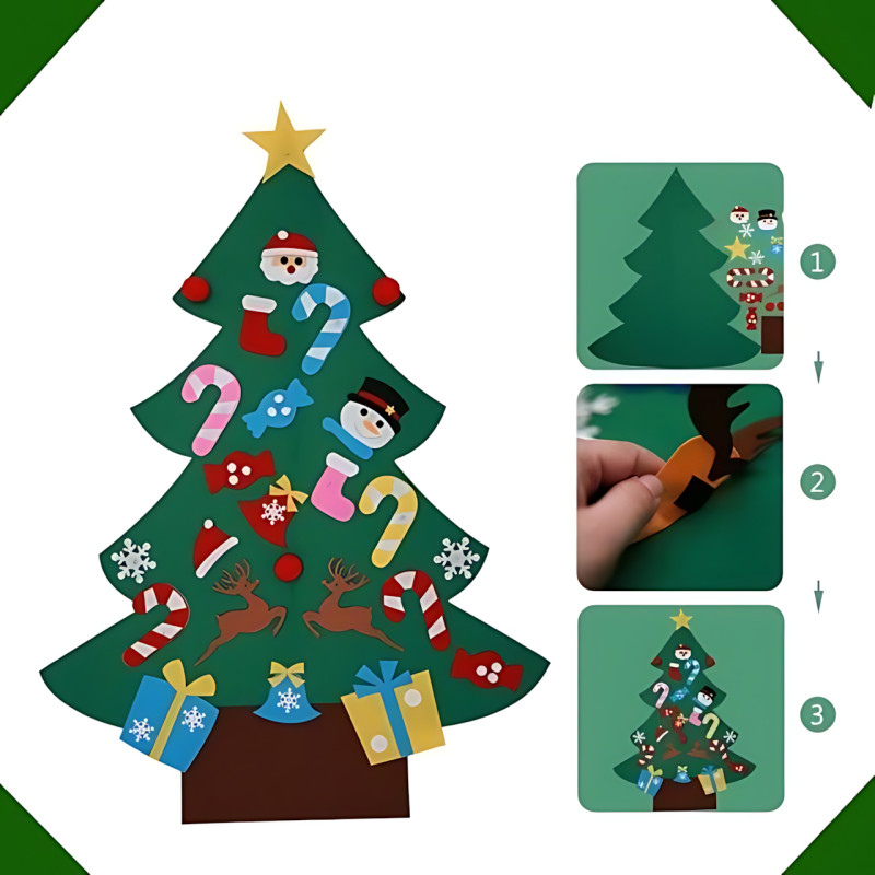 Детская елочка с игрушками Decorative Tree, декоративная настенная елка из фетра + 27 игрушек на липучке фото - 9