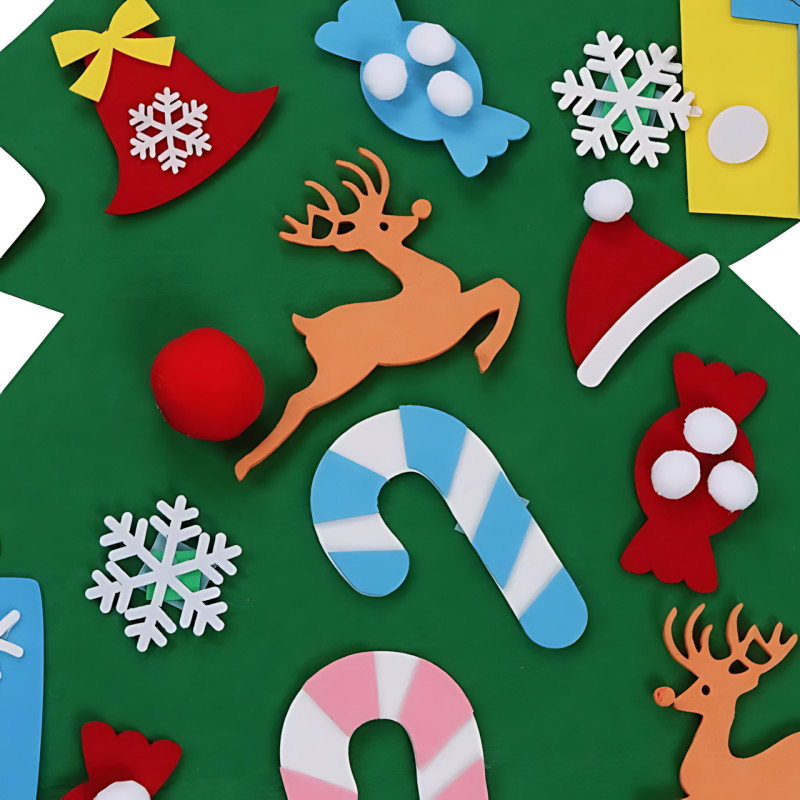 Детская елочка с игрушками Decorative Tree, декоративная настенная елка из фетра + 27 игрушек на липучке фото - 4