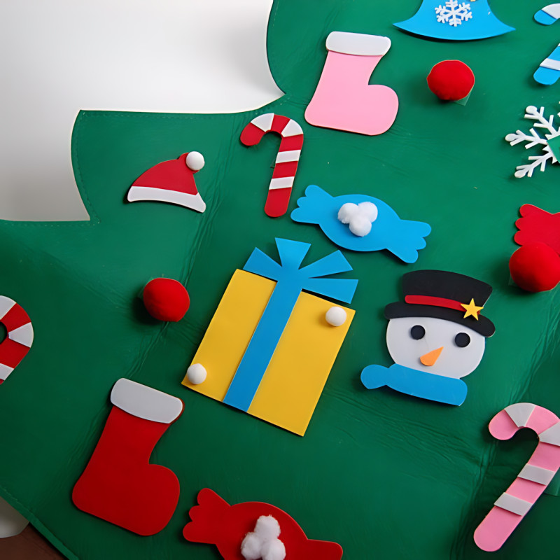 Детская елочка с игрушками Decorative Tree, декоративная настенная елка из фетра + 27 игрушек на липучке фото - 6