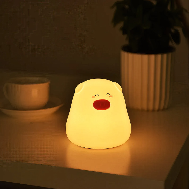 Ночник светильник MiniPig, RGB, 7 режимов цветов, силиконовый, на батарейках фото - 4