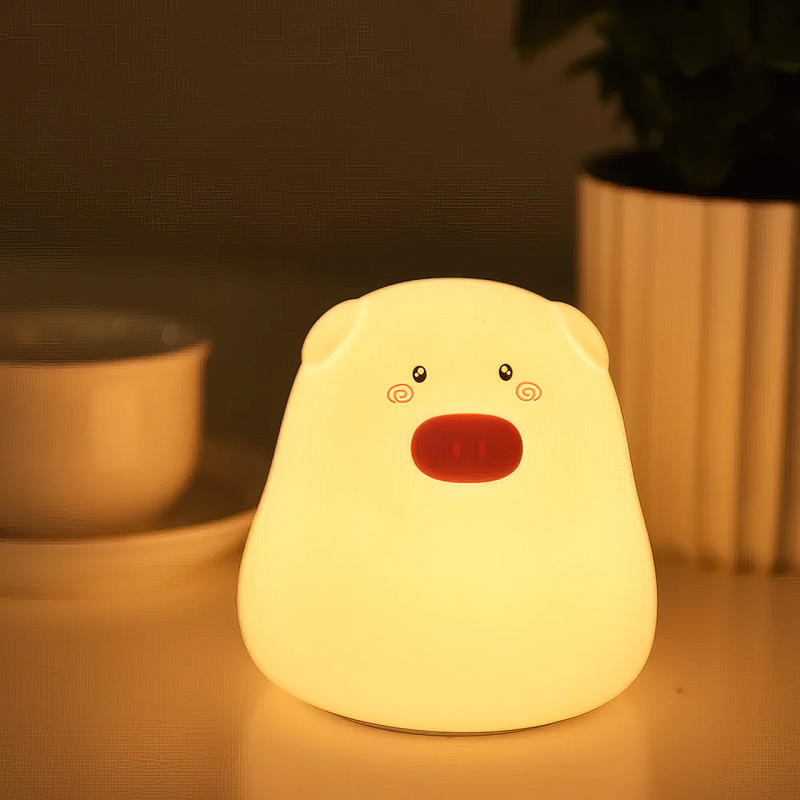 Ночник светильник MiniPig, RGB, 7 режимов цветов, силиконовый, на батарейках фото - 2