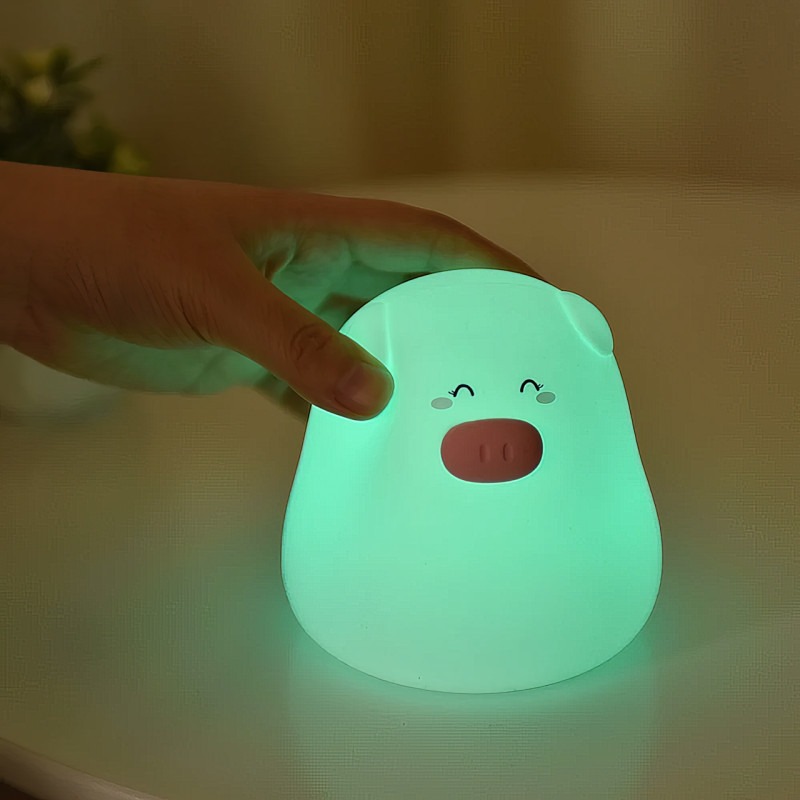 Ночник светильник MiniPig, RGB, 7 режимов цветов, силиконовый, на батарейках фото - 3