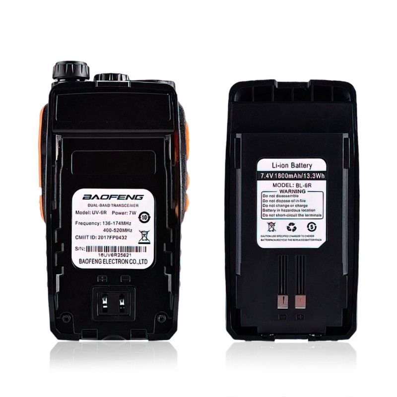 Радиостанция Baofeng UV-6R с радиусом до 10 км,  VHF/UHF, 1800 мА/ч фото - 3