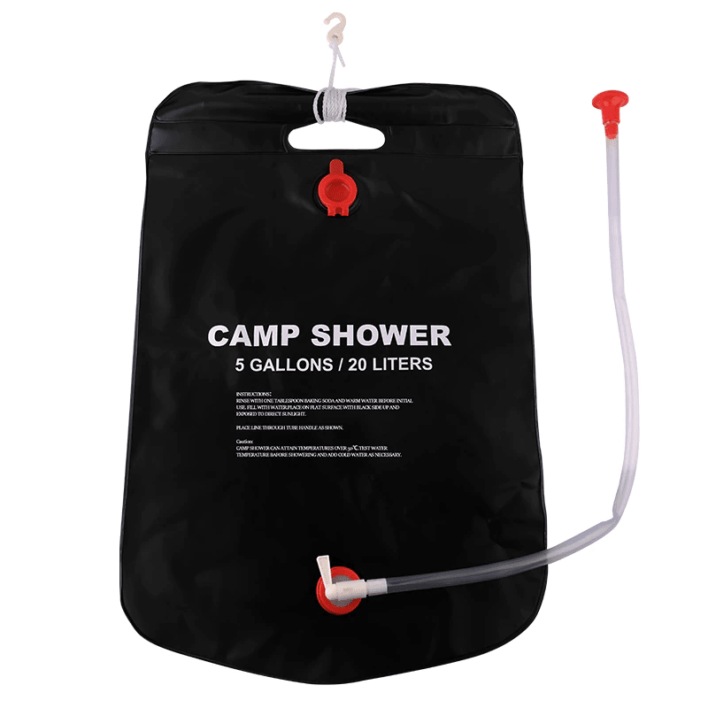 Подвесной душ для кемпинга и дачи 20л, Camp Shower, резиновый душ пакет для туризма, черный, с лейкой фото - 4