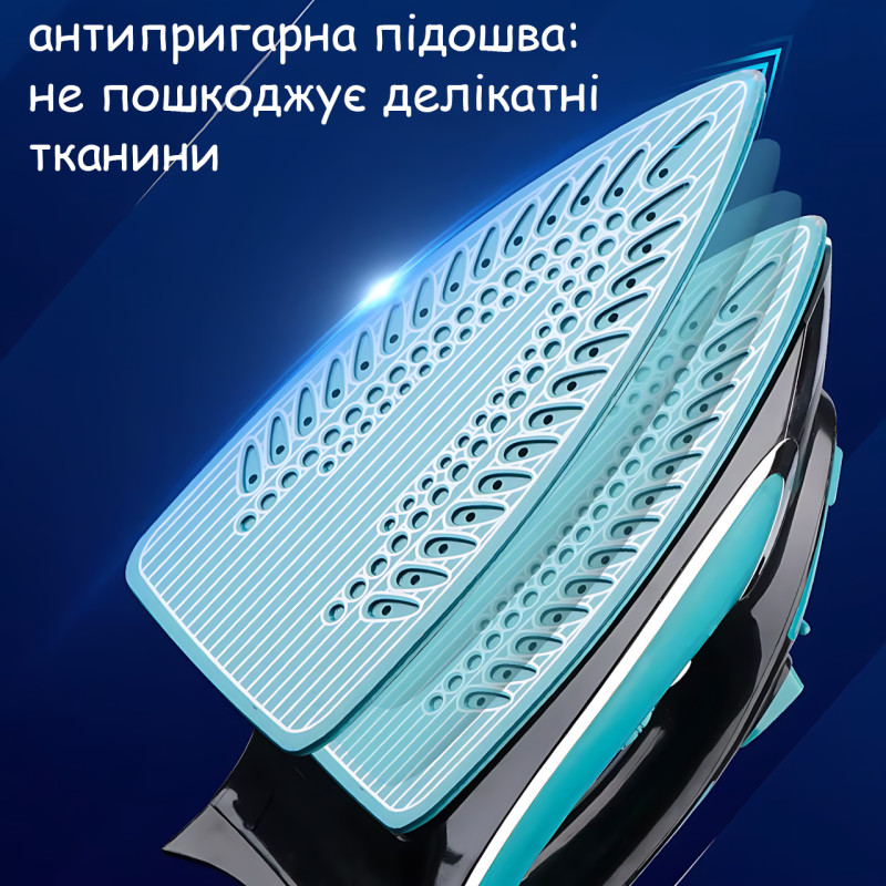 Паровой утюг Domotec MS-1193G, 1200 Вт, с керамической подошвой, вертикальным отпариванием, паровым ударом и защитой от накипи фото - 7