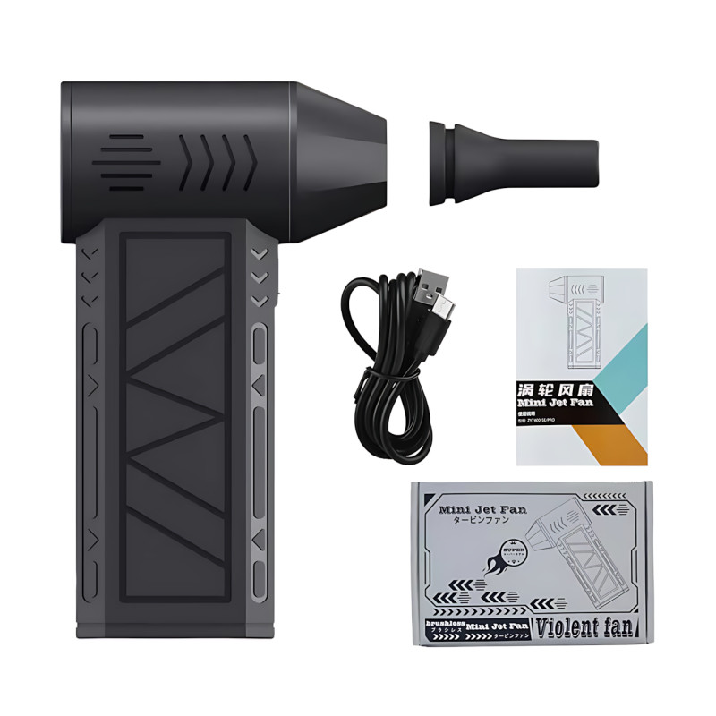 Акумуляторний турбовентилятор Mini Jet Fan ZY7400-SE-PRO — 5000 мА·год, 39,5 м/с, магнітна насадка, USB фото - 10