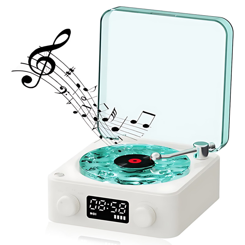 Bluetooth колонка-ночник Vinil Waves (zar88) с эффектом морской глади, генератором белого шума, часами и ретро дизайном + акб фото - 2