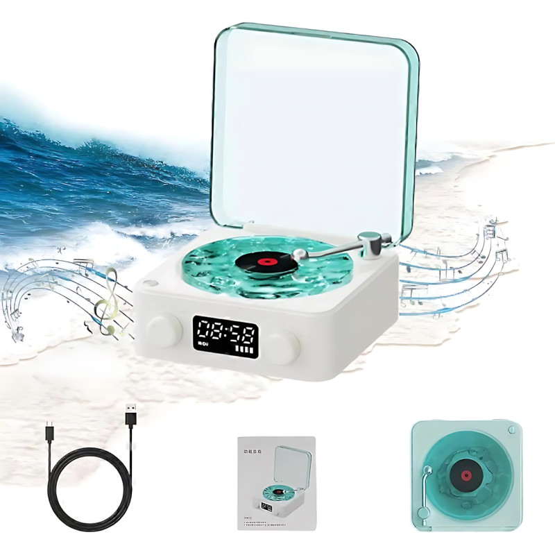 Bluetooth колонка-ночник Vinil Waves (zar88) с эффектом морской глади, генератором белого шума, часами и ретро дизайном + акб фото - 10