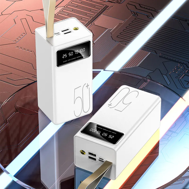 Power Bank Viaking YM-511 Quick Charging 50000 mAh 10.5W, пауэрбанк с LED-индикатором, фонариком, быстрой зарядкой, typeC + 2 USB