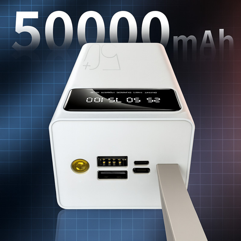 Power Bank Viaking YM-511 Quick Charging 50000 mAh 10.5W, пауэрбанк с LED-индикатором, фонариком, быстрой зарядкой, typeC + 2 USB фото - 5