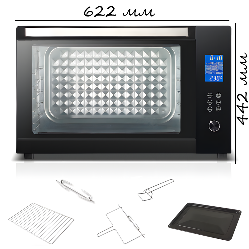 Електрична настільна духовка Sokany SK-10011, 50 л, 1700 Вт, з грилем, конвекцією, роженом і таймером фото - 6