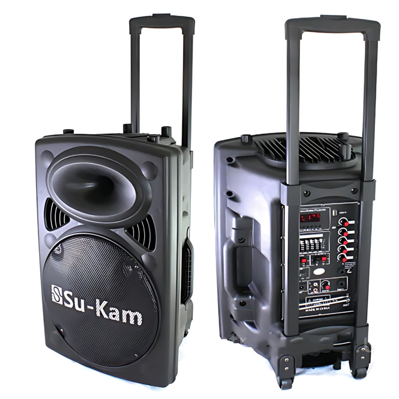 Портативна колонка Su-Kam BT 120D/212D+, 300 Вт, 7500 mAh, Bluetooth, 2 мікрофони, 12v/220v фото - 2