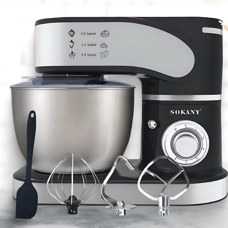 Планетарный тестомес Sokany SK-05002, 7.5 л, 2000 Вт  с чашей из нержавеющей стали и комплектом насадок фото - 9