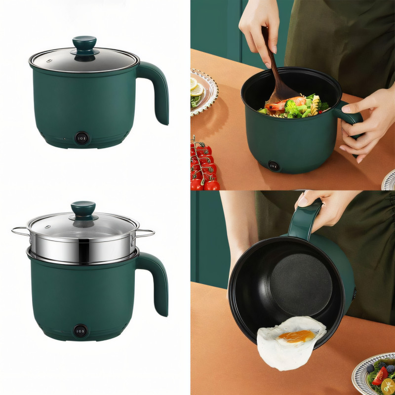 Електрична міні плита Rice Cooker, антипригарна двошарова пароварка-скороварка-масоварка, 1.8 л фото - 5