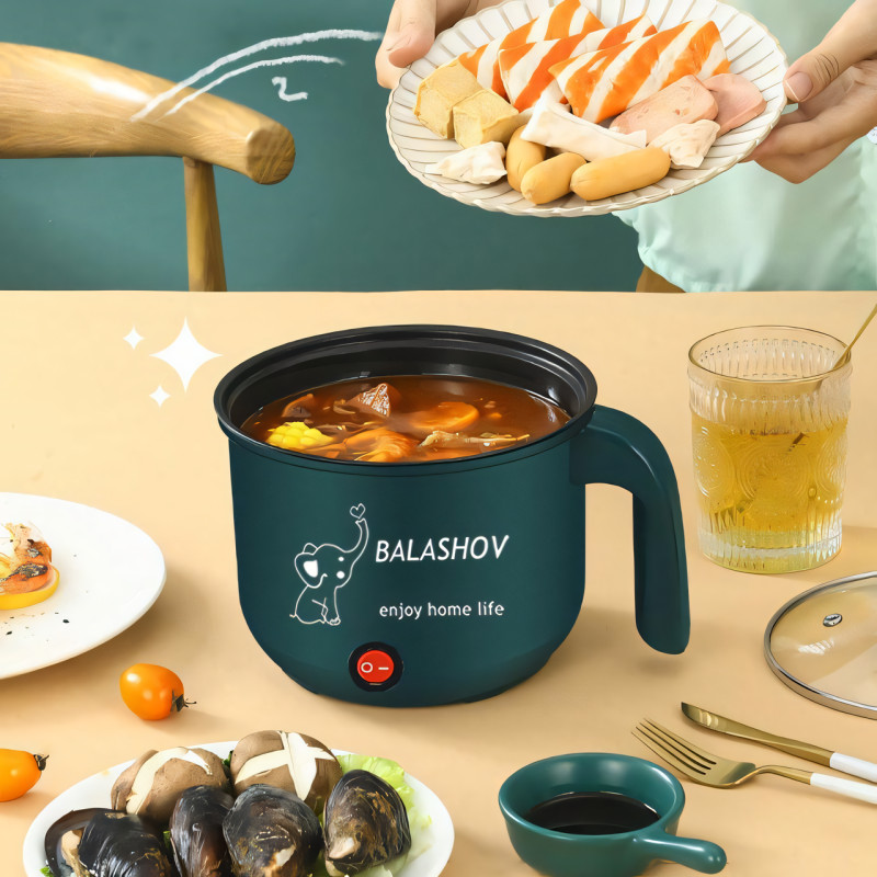 Електрична міні плита Rice Cooker, антипригарна двошарова пароварка-скороварка-масоварка, 1.8 л фото - 4