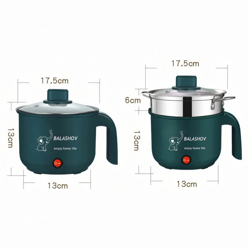 Електрична міні плита Rice Cooker, антипригарна двошарова пароварка-скороварка-масоварка, 1.8 л фото - 6