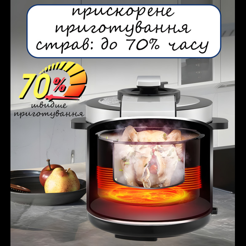 Мультиварка-скороварка Sokany SK-07055, 7 л, 15 програм, 1000 Вт, антипригарна чаша, підігрівання, таймер фото - 6