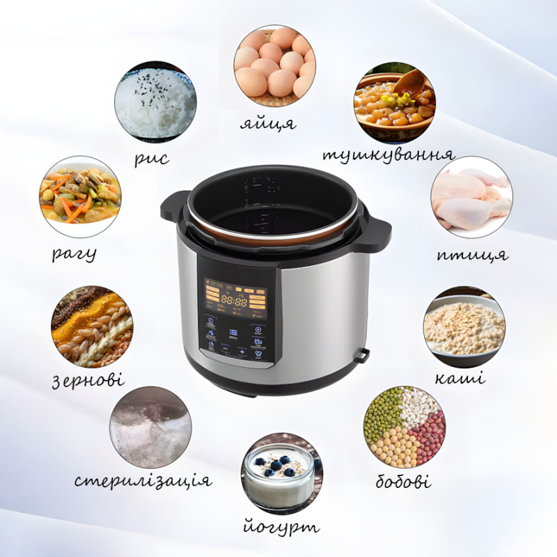 Мультиварка-скороварка Sokany SK-07055, 7 л, 15 програм, 1000 Вт, антипригарна чаша, підігрівання, таймер фото - 4