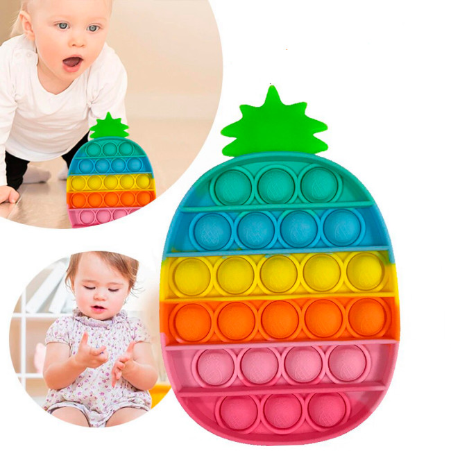 Великий силіконовий POP it Pineapple BUSTER (Ананас), Поп іт веселка
