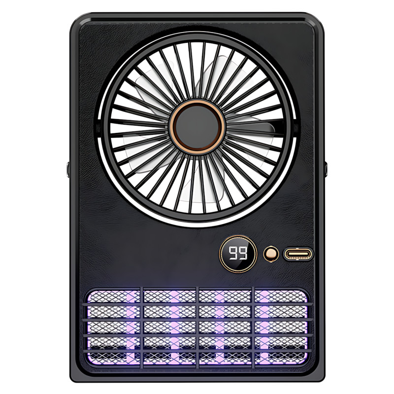 Портативний вентилятор-лампа від комарів Fan AND XL-1414 2-в-1, 6000 мА·год, LED-підсвітка, 5 швидкостей, чорний фото - 2
