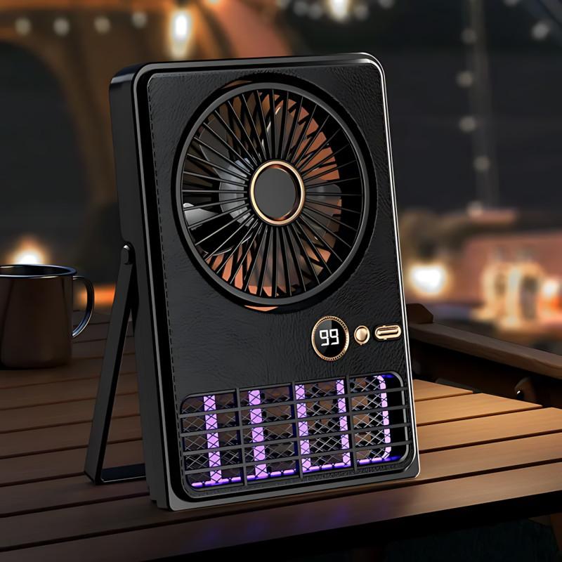 Портативний вентилятор-лампа від комарів Fan AND XL-1414 2-в-1, 6000 мА·год, LED-підсвітка, 5 швидкостей, чорний фото - 6