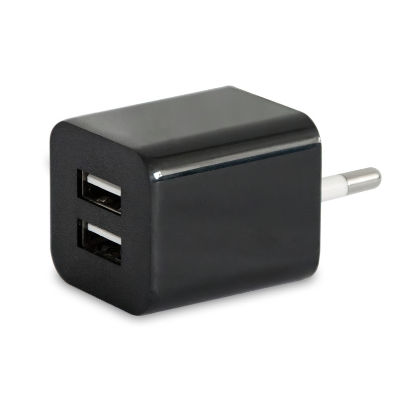 Адаптер живлення CUBE Pro від мережі 100-240 В 2 USB,  1 А/2.1A, чорний, глянсовий фото - 4